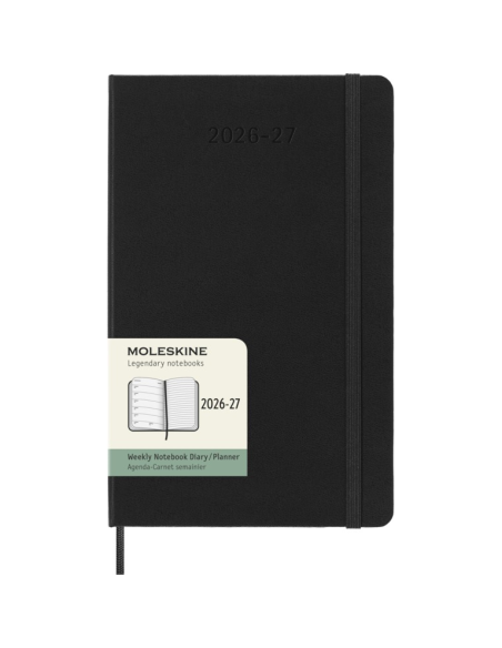 Kalendermärkmik Moleskine 18kuud 2026/27 13x21cm, nädal, kõvad kaaned, must
