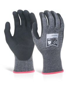 Cut resistant gloves with foam nitrile coating on palm KS5 level D 2