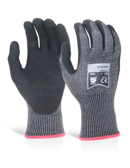 Cut resistant gloves with foam nitrile coating on palm KS5 level D