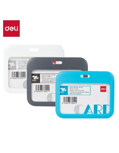 Name Badge & Lanyard DELI 100*80mm BLUE/WHITE/GREY