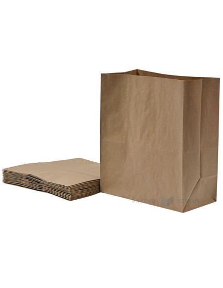 Pruun recycled paberkott laia põhjaga 25+14x30cm 70g/m2, pakis 25tk