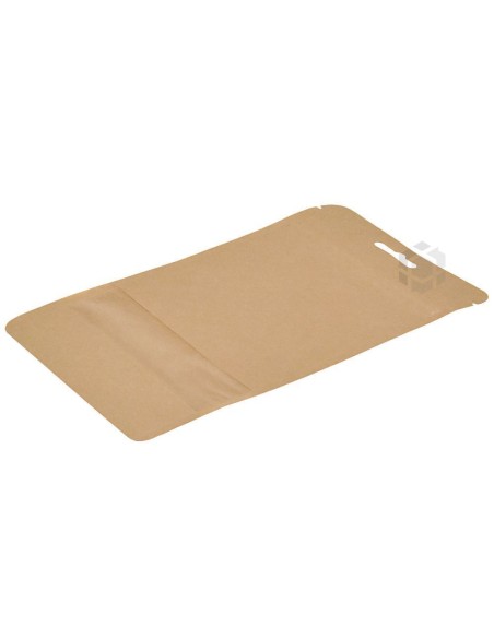 Pruun püstiseisev kott aknaga 10+(2x2,5)x14cm, pakis 50tk