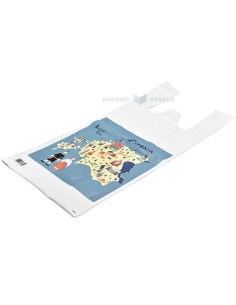 Särksangaga valge kilekott ''Estonia'' 30+18x60cm, pakis 50tk