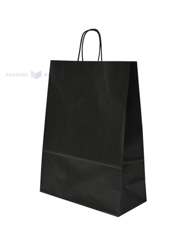 Spiraal pabersangadega must paberkott 32+14x42cm