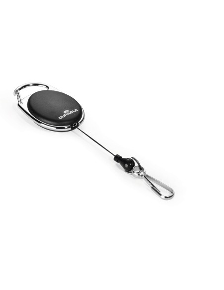Kaardihoidja Durable Style, yoyo mehhanismi, metallist kinnitusklambri ja karabiiniga, must