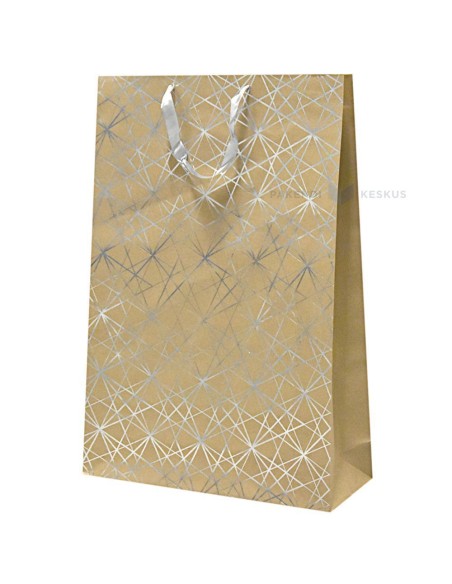 Paelsangaga hõbedase mustriga kraft kinkekott 50+15x70cm