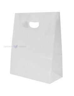 Auksangadega valge paberkott 22+11x28cm 70g/m2