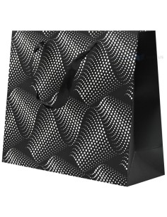 Paelsangaga lainelise mustriga must kinkekott 32+11x26cm