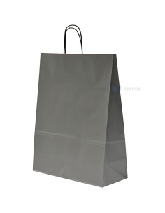 Spiraal pabersangadega hõbedane paberkott 32+14x42cm