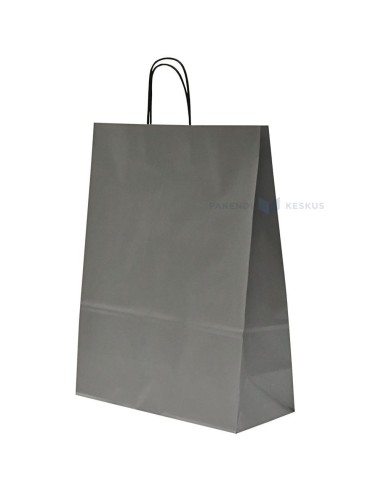 Spiraal pabersangadega hõbedane paberkott 32+14x42cm