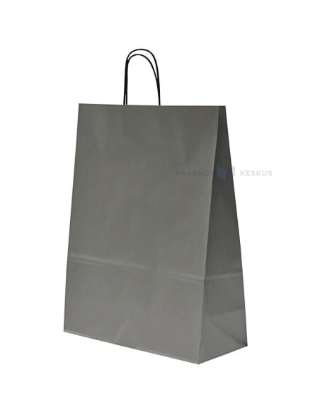 Spiraal pabersangadega hõbedane paberkott 32+14x42cm