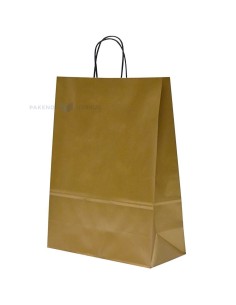 Spiraal pabersangadega kuldne paberkott 32+14x42cm
