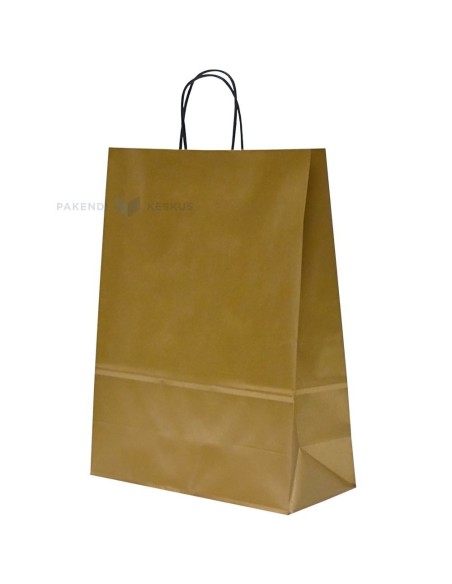 Spiraal pabersangadega kuldne paberkott 32+14x42cm