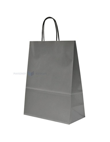 Spiraal pabersangadega hõbedane paberkott 24+11x31cm