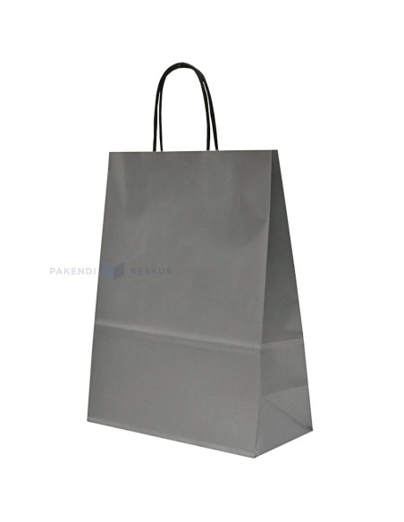 Spiraal pabersangadega hõbedane paberkott 24+11x31cm
