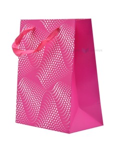 Paelsangaga roosade lainetega erkroosa kinkekott 18+10x23cm