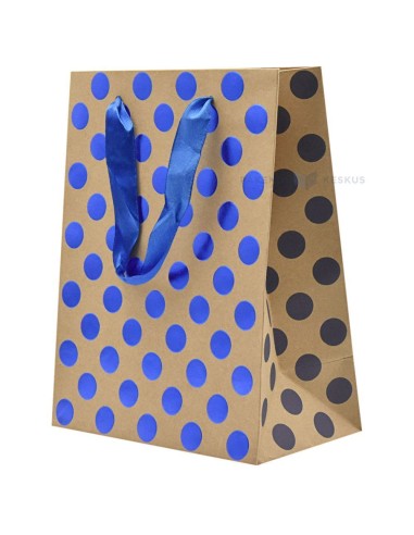 Paelsangaga siniste mummudega kraft kinkekott 18+10x23cm