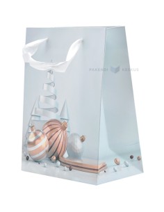 Paelsangaga spiraalkuuse ja ehetega sinakas kinkekott 18+10x23cm