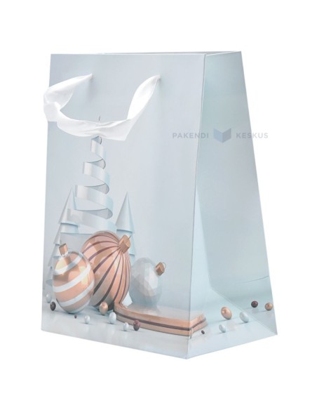 Paelsangaga spiraalkuuse ja ehetega sinakas kinkekott 18+10x23cm