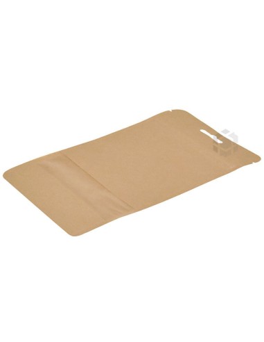 Pruun püstiseisev kott aknaga 12+(2x3)x17cm, pakis 50tk