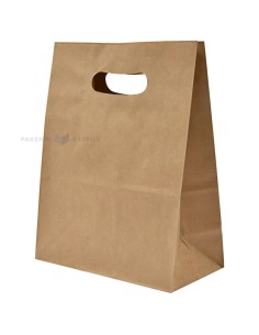 Auksangadega pruun paberkott 22+11x28cm 70g/m2