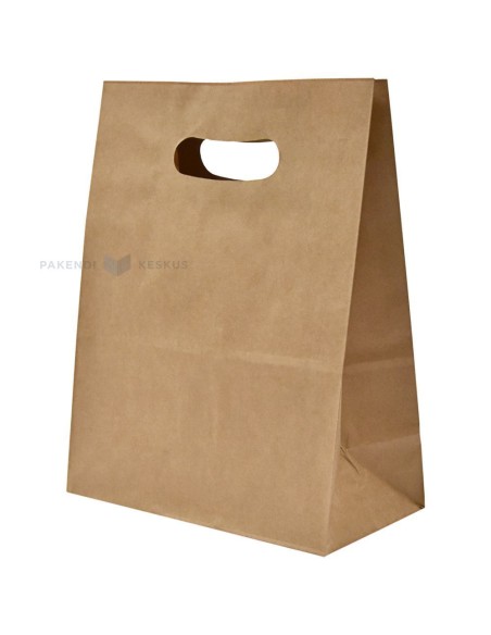 Auksangadega pruun paberkott 22+11x28cm 70g/m2