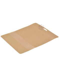 Pruun püstiseisev kott aknaga 19+(2x5,5)x22cm, pakis 50tk