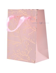 Paelsangaga kuldsete okstega roosa kinkekott 11+6x14cm
