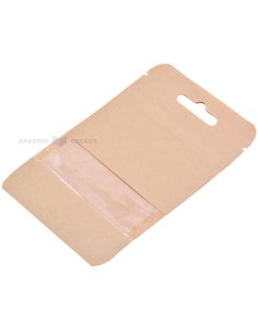 Pruun püstiseisev kott aknaga 8+(2x2,5)x10cm 80ml, pakis 50tk