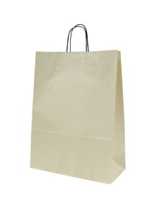 Spiraal pabersangadega elevandiluu värvi paberkott 32+14x42cm