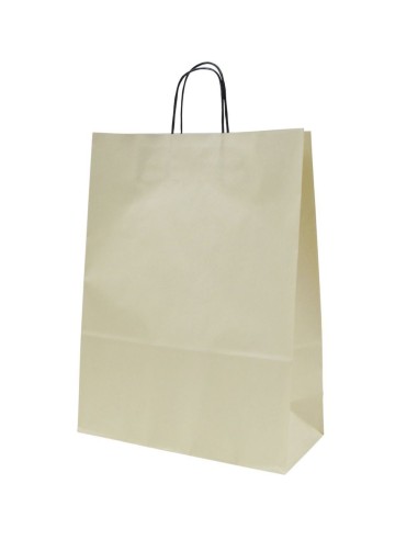 Spiraal pabersangadega elevandiluu värvi paberkott 32+14x42cm