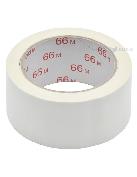 Valge pakketeip PVC 50mm lai, rullis 66m