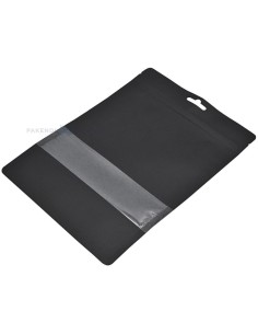 Matt must püstiseisev kott aknaga 19+(2x5,5)x23,5cm, pakis 50tk
