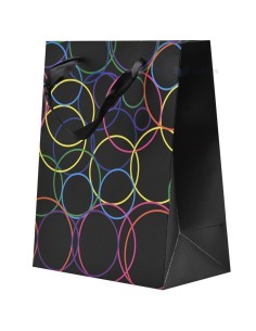 Paelsangaga neoonringidega must kinkekott 18+10x23cm