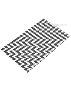 Houndstooth mustriga valge kilest kinkekott 15x25cm, pakis 50tk