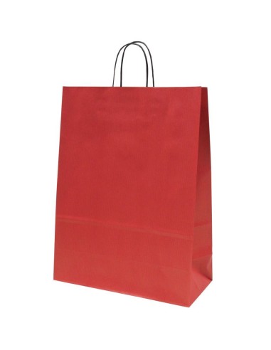Spiraal pabersangadega punane paberkott 32+14x42cm