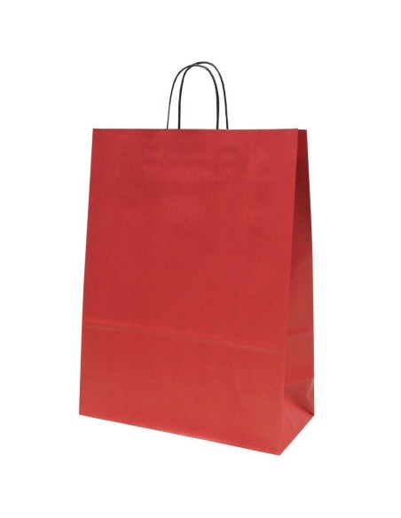 Spiraal pabersangadega punane paberkott 32+14x42cm