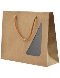 Nöörsangaga aknaga pruun kinkekott 25+8x20cm