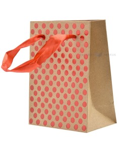 Paelsangaga punaste mummudega kraft kinkekott 11+6x14cm