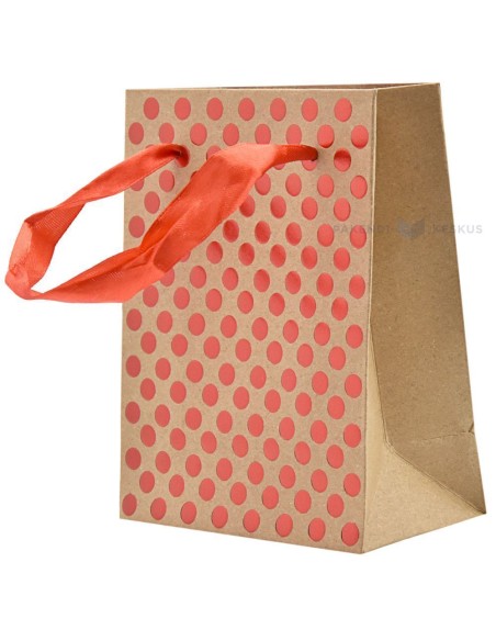 Paelsangaga punaste mummudega kraft kinkekott 11+6x14cm