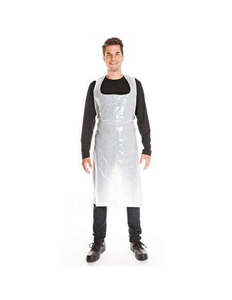 23449 / Disposable apron polyethylene 25my 125x70cm 100pcs white