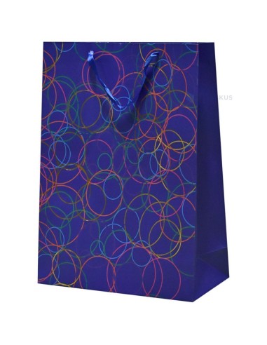 Paelsangaga neoon ringidega lillakas-sinine kinkekott 40+15x50cm