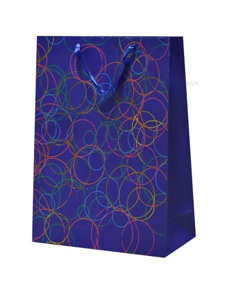 Paelsangaga neoon ringidega lillakas-sinine kinkekott 40+15x50cm