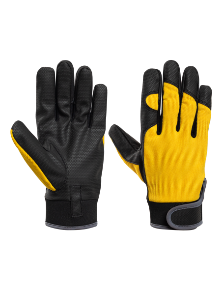 Work gloves synthetic leather with velcro fastening J-573