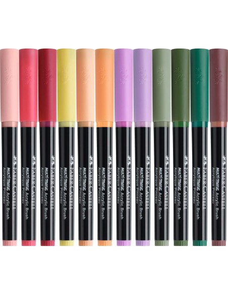 Faber-Castell Multimark Cottage Acrylic Brush Markers, 12 Pieces