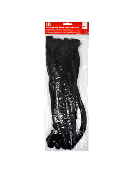 Pom Poms College 30cm - 15mm, 10 pcs, Black