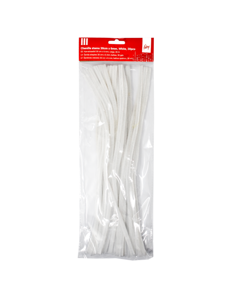Pom Poms College 30cm - 3mm, 30 pcs, White
