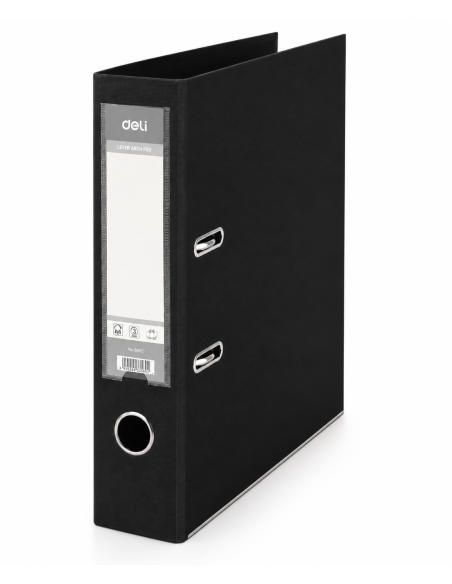 Registraator Deli A4 7cm PP/PP metall alaserv, must