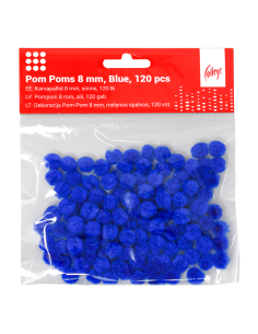 Pom Poms College 8mm, 120 pcs, Blue