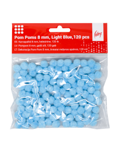 Pom Poms College 8mm, 120 pcs, Light blue